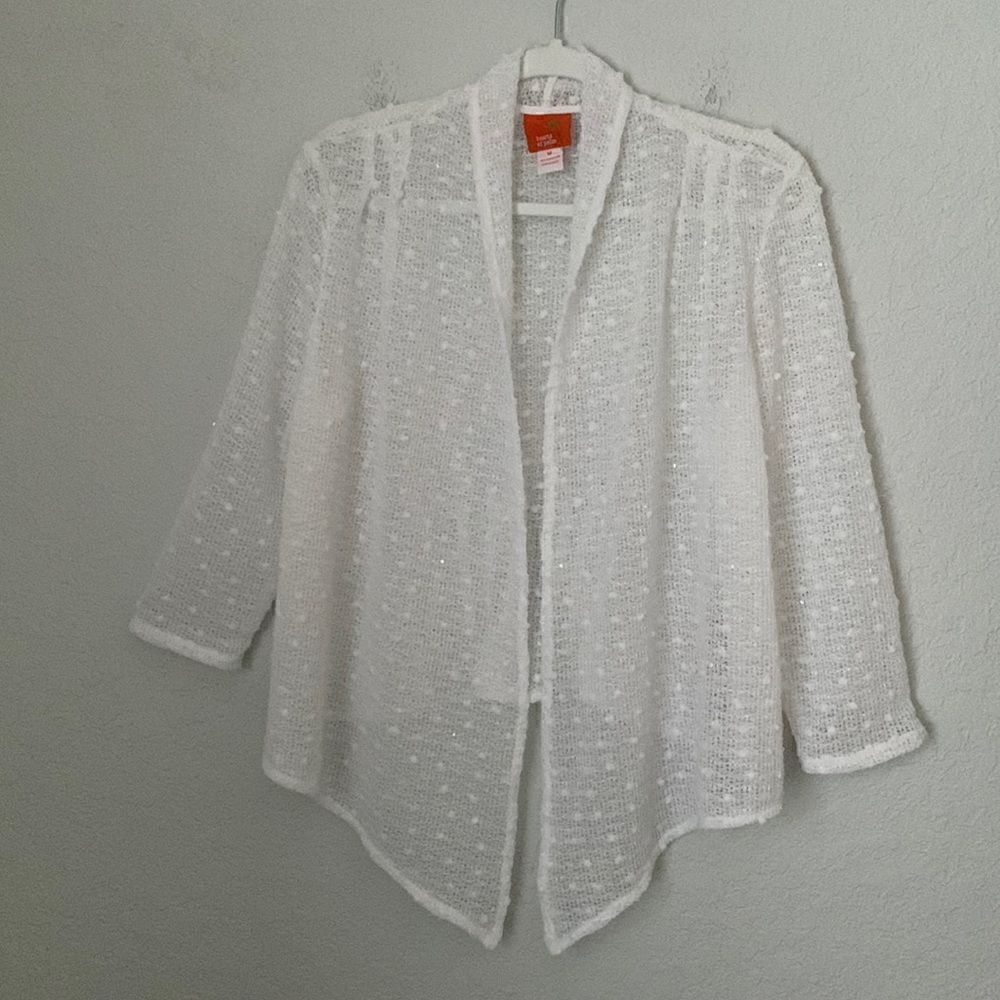 Heart of Palm Knitted Embellished Some Glitter Cardigan Open Front Size M